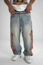 Sparkle Tribal Fire Wide Jeans f