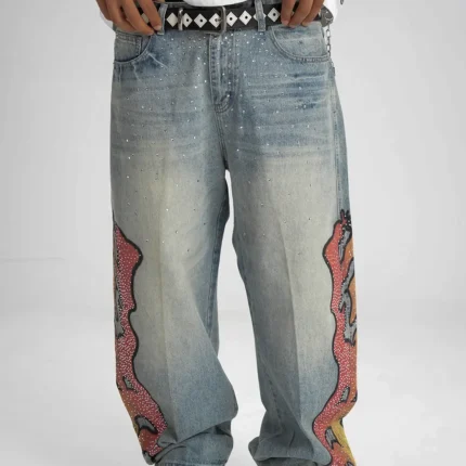Sparkle Tribal Fire Wide Jeans f